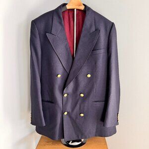 Vintage Chaps Ralph Lauren Wool Sport Coat Blazer Navy Made in Canada